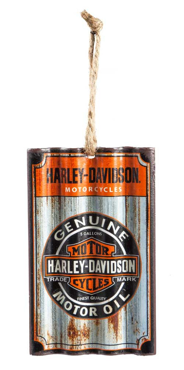 Harley-Davidson® Genuine Oil Bar & Shield Corrugated Metal Hanging Ornament