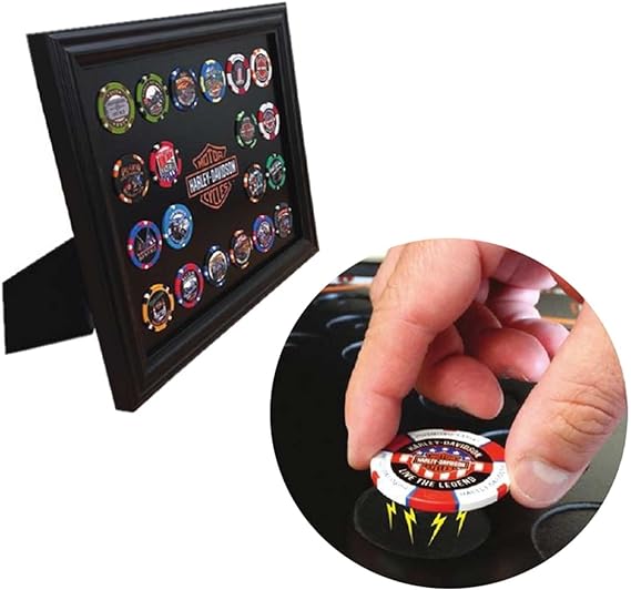 Harley-Davidson Classic Bar & Shield Magnetic Poker Chip Frame - Holds 20 Chips