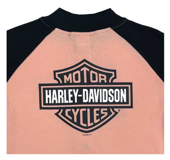 Harley-Davidson® Little Girls' Bar & Shield Toddler Varsity Knit Jacket - Pink