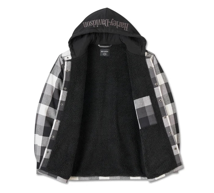 Traveler Hooded Shirt Jacket - Plaid - Harley Black & Blackened Pearl