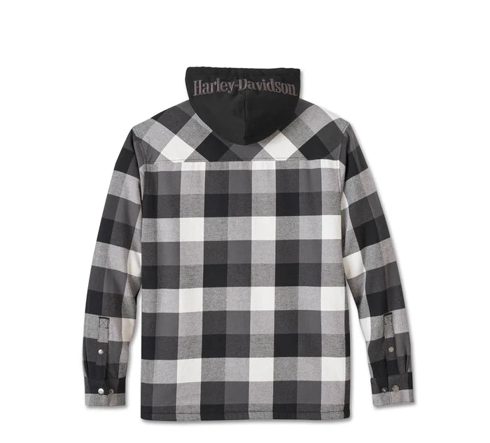 Traveler Hooded Shirt Jacket - Plaid - Harley Black & Blackened Pearl