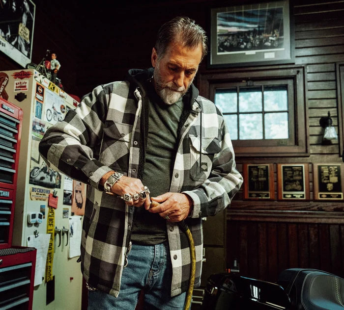 Traveler Hooded Shirt Jacket - Plaid - Harley Black & Blackened Pearl