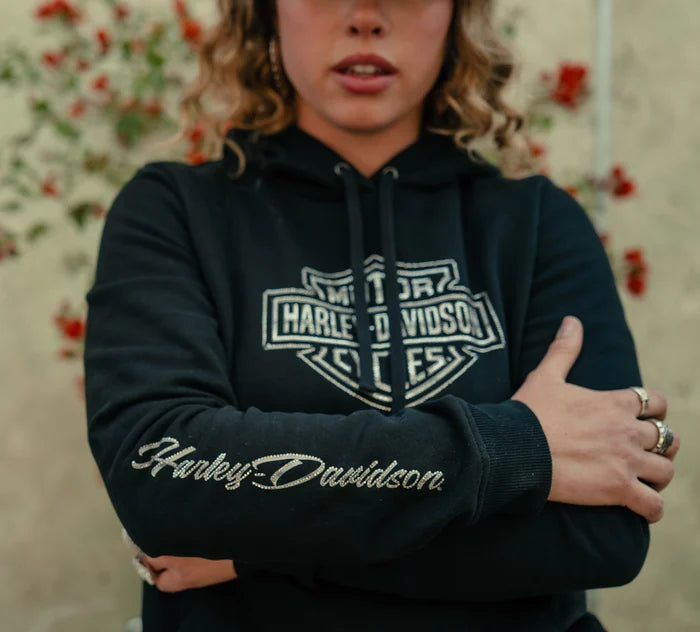 Women's Essential Bling Pullover Fleece Hoodie - Harley Black