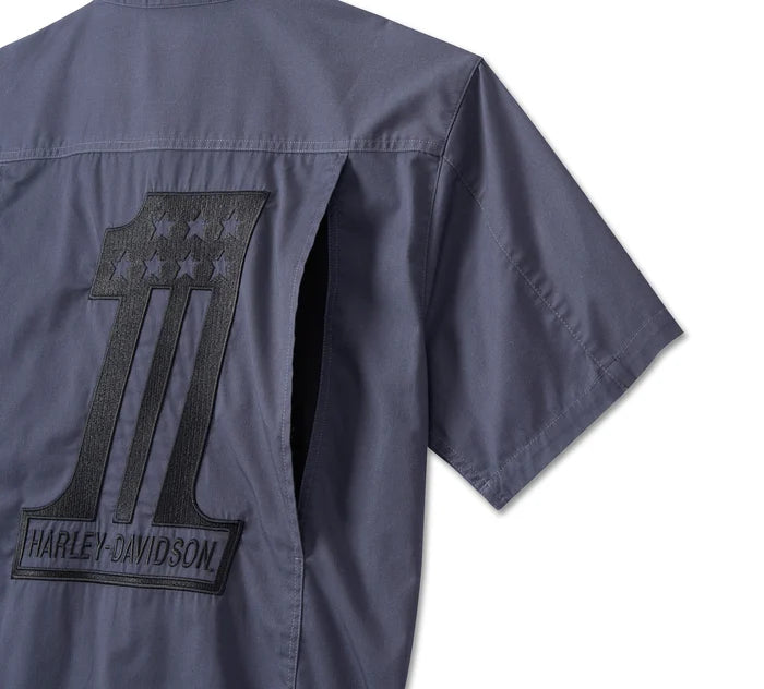 Men's #1 Racing Performance Short Sleeve Shirt - Ombre Blue