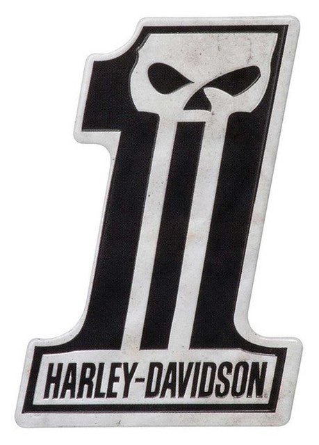 Harley-Davidson® Custom Shaped #1 Skull Logo Tin Magnet, 2.2 x 3.2 inches