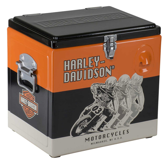 Harley-Davidson® Racing Graphics Retro 15 Liter Metal Cooler - Black & Orange