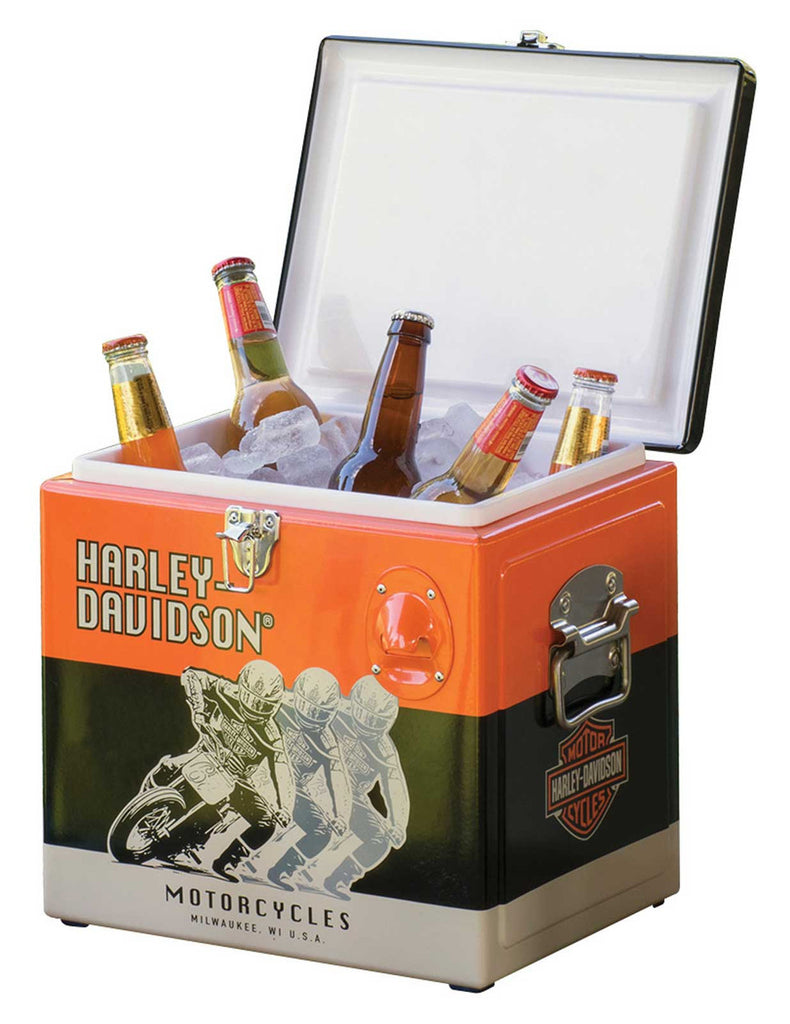 Harley-Davidson® Racing Graphics Retro 15 Liter Metal Cooler - Black & Orange