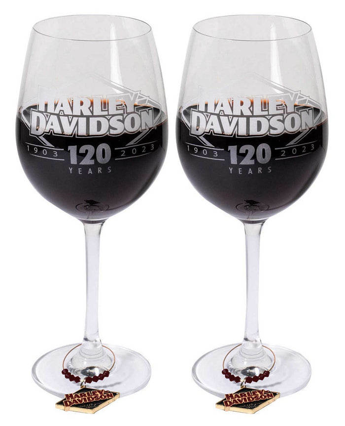 Harley-Davidson® 120th Anniversary Logo Wine Glass Set, Limited Edition - 19 oz.