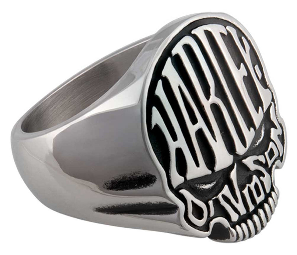 Harley-Davidson® Men's Calavera H-D Skull Stainless Steel Ring - Silver Finish