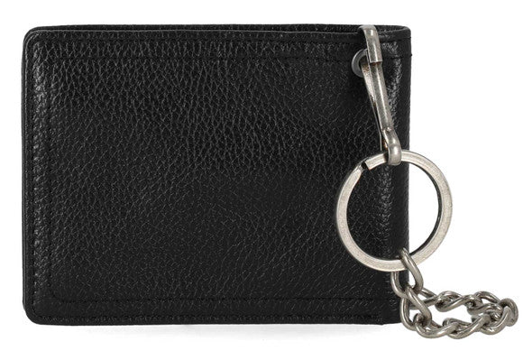 Harley-Davidson® Men's Open B&S Slimfold Biker Chain Leather Wallet, Black