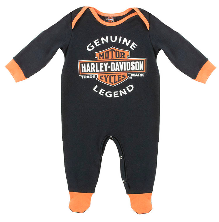 Harley-Davidson® Infant Boys' Motor Oil Label Interlock Coverall | Footed