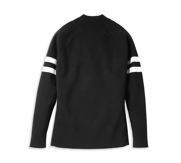 Women's Sleeve Stripe 1/4-Zip Mockneck Sweater