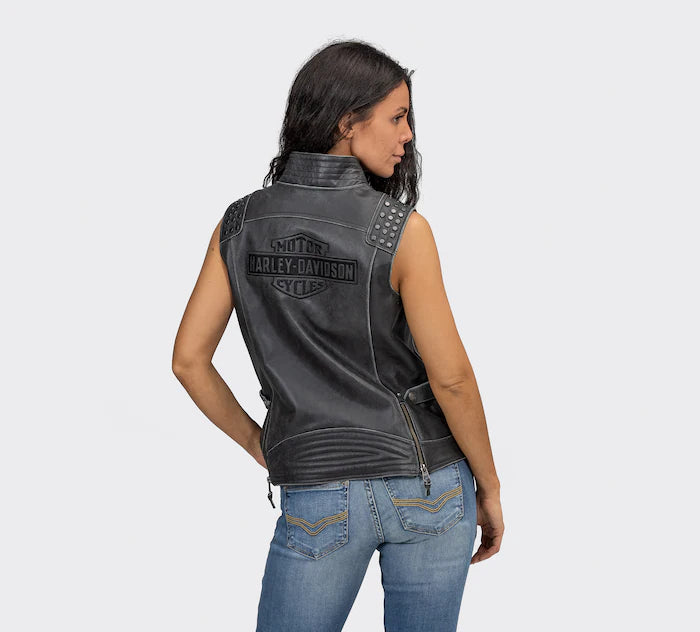 Women’s Electra Studded Leather Vest