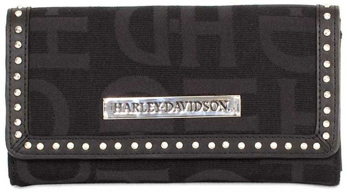 Harley-Davidson® Womens Black H-D Logo Jacquard Clutch Wallet