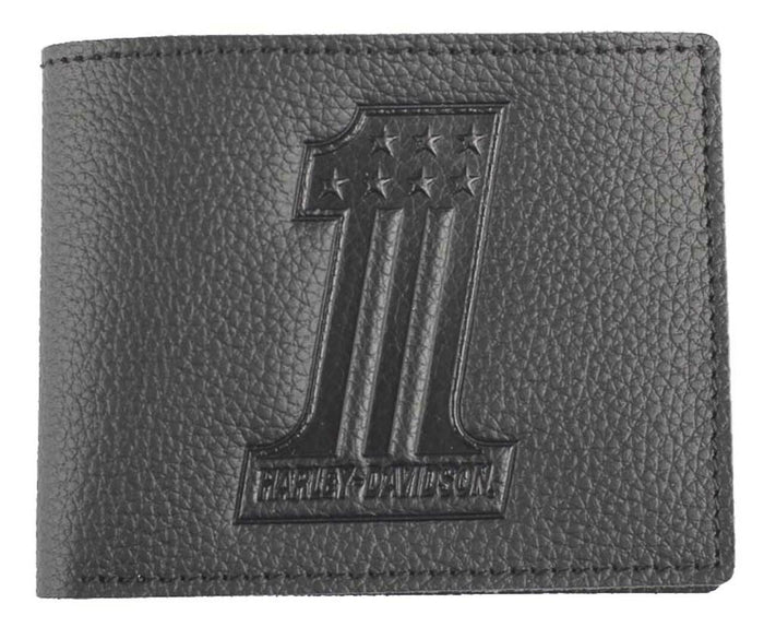 Harley-Davidson® Men's Embossed #1 Logo Leather Billfold Wallet