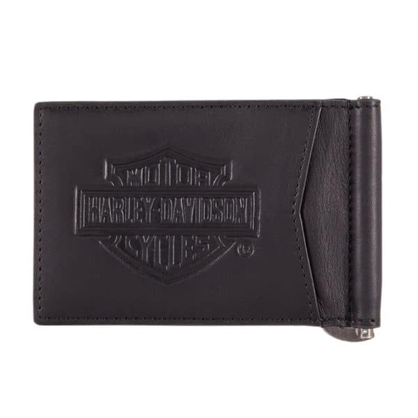 Harley-Davidson® Mens H-D Classic B&S with Money Clip Black Leather Wallet