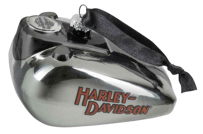 Harley-Davidson® Blown Glass H-D Logo Gas Tank Ornament - Silver Finish