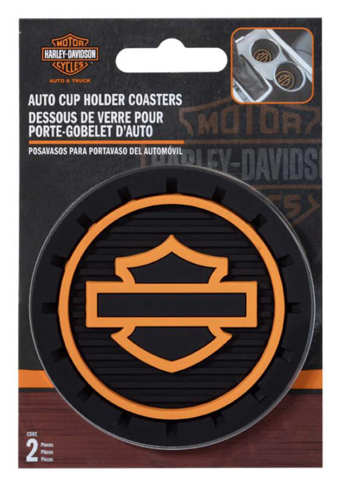 Harley-Davidson® Orange Bar & Shield® Silhouette Vehicle Coasters | Set of 2