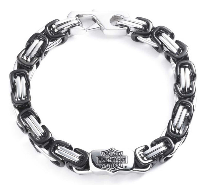 Harley-Davidson® Men's 8.5in. Intertwined Two Tone Link Chain Bracelet, Stainless