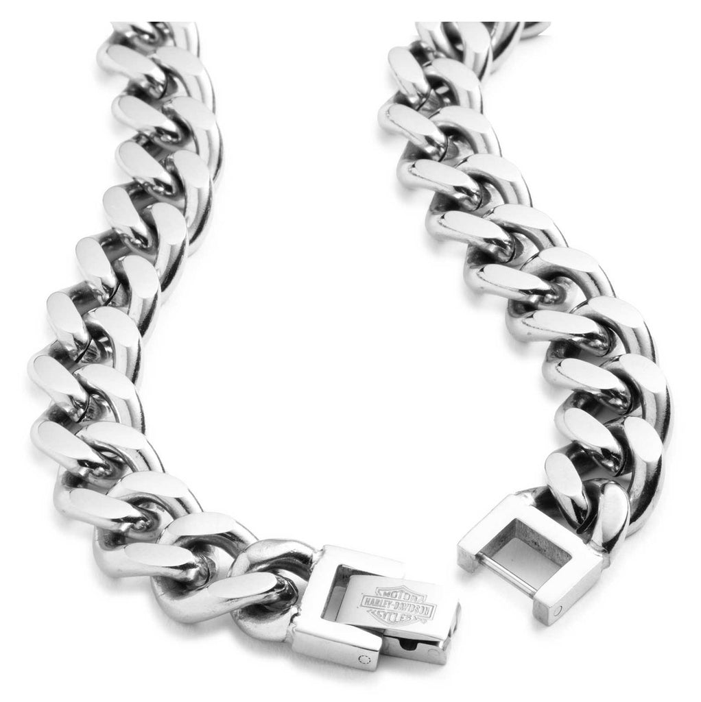 Harley-Davidson® Men's 24 in. Willie G Skull Curb Chain Necklace, Stainless Steel