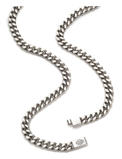 Harley-Davidson® Men's 24 in. Bar & Shield Wing Pendant Necklace, Stainless Steel