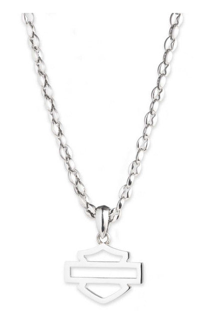 Harley-Davidson® Men's 26 in. Open Bar & Shield Pendant Necklace, Stainless Steel