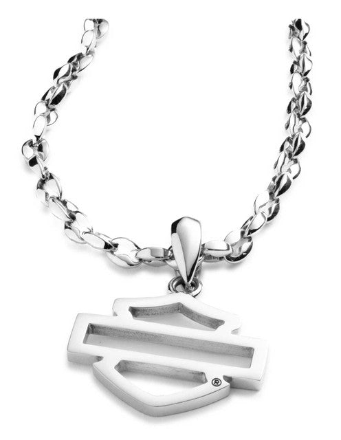 Harley-Davidson® Men's 26 in. Open Bar & Shield Pendant Necklace, Stainless Steel