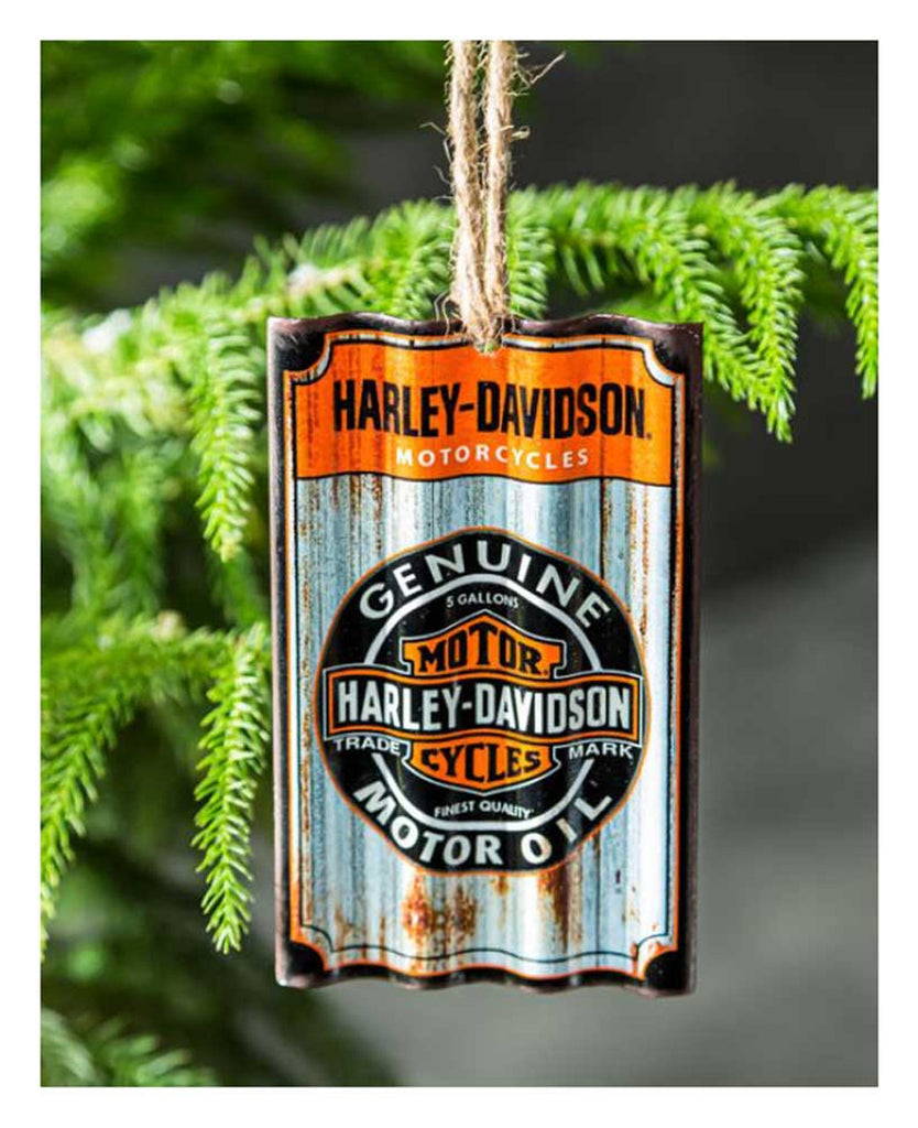 Harley-Davidson® Genuine Oil Bar & Shield Corrugated Metal Hanging Ornament