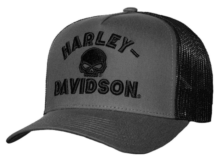 Harley-Davidson® DEALERSHIP Men's Gate Arch Adjustable Snapback Mesh Trucker Hat - Gray