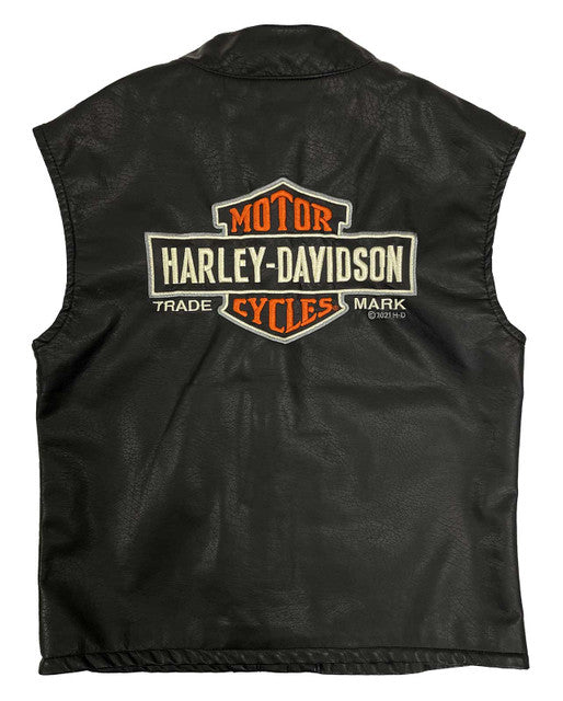 Harley-Davidson® Toddlers & Big Boys' Embroidered Patches Snap Faux Leather Vest - Black