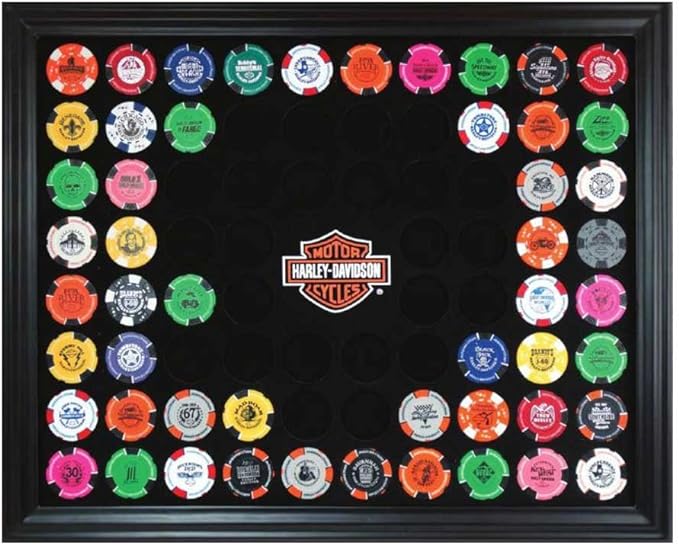 Harley-Davidson Bar & Shield Chip Collector's Frame, Holds 76 Poker Chips