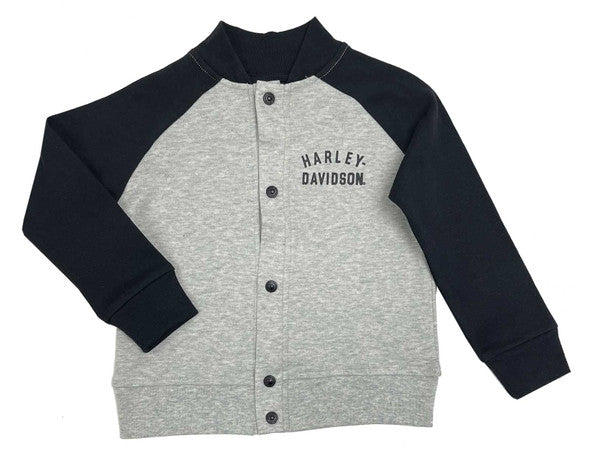 Harley-Davidson® Baby Boys' Bar & Shield Varsity Knit Jacket - Colorblocked Gray