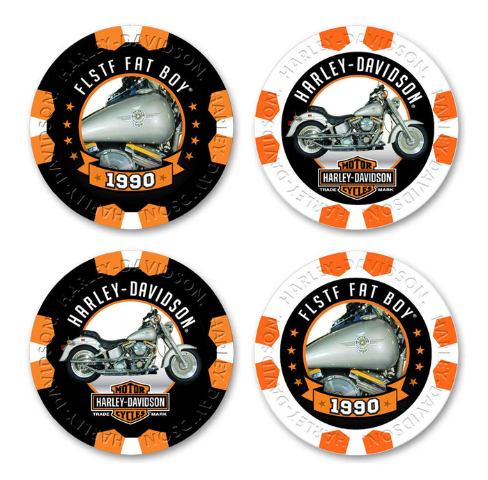 Harley-Davidson Vintage Series 19 1990 FLSTF Fat Boy Poker Chip 6830D