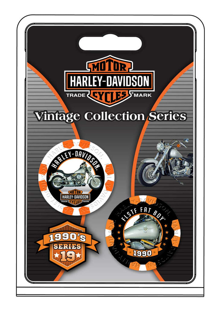 Harley-Davidson Vintage Series 19 1990 FLSTF Fat Boy Poker Chip 6830D