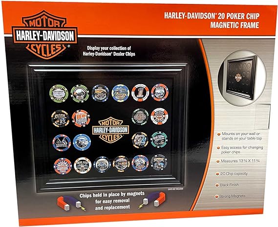 Harley-Davidson Classic Bar & Shield Magnetic Poker Chip Frame - Holds 20 Chips