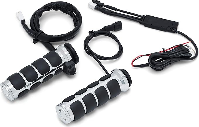 Kuryakyn 6470 Motorcycle Handlebar Accessory: Heated ISO-Grips for 2008-20 Harley-Davison with Electronic Throttle Control, Chrome