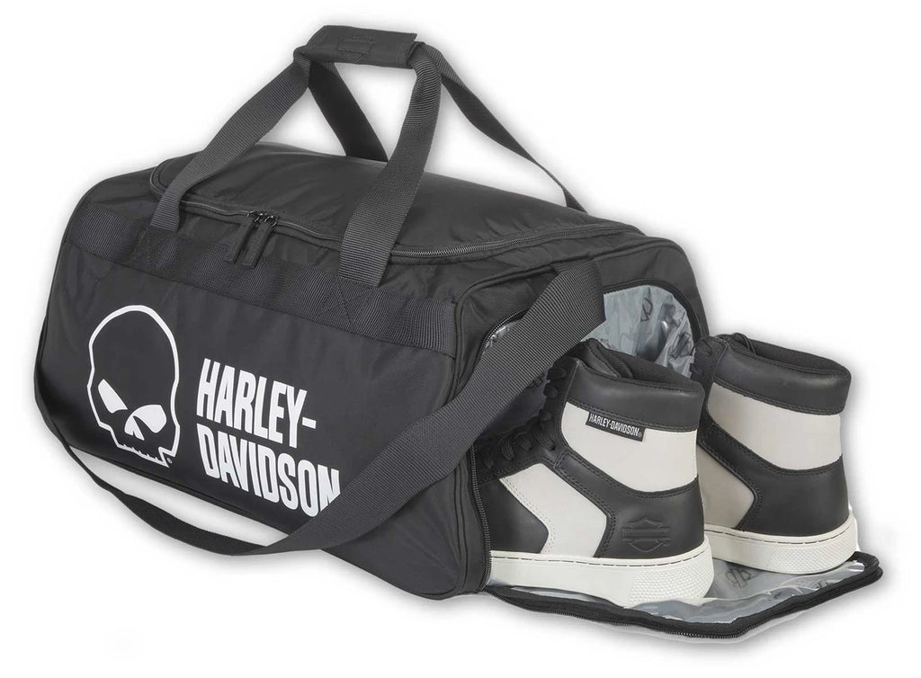 Harley-Davidson® Willie G Skull Logo Duffel Bag w/ Side Shoe Pocket - Black