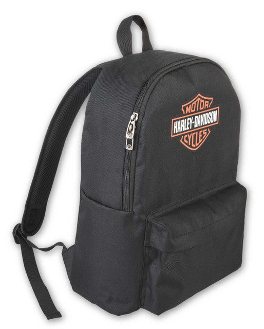 Harley-Davidson® Bar & Shield Graphic Backpack w/Adjustable Straps - Black/Orange