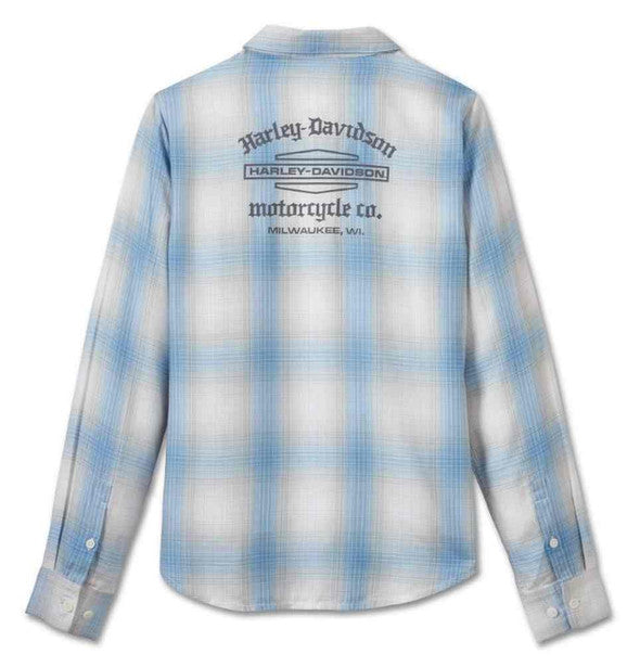 Harley-Davidson® Women's Stacked Bar & Shield Long Sleeve Plaid Shirt