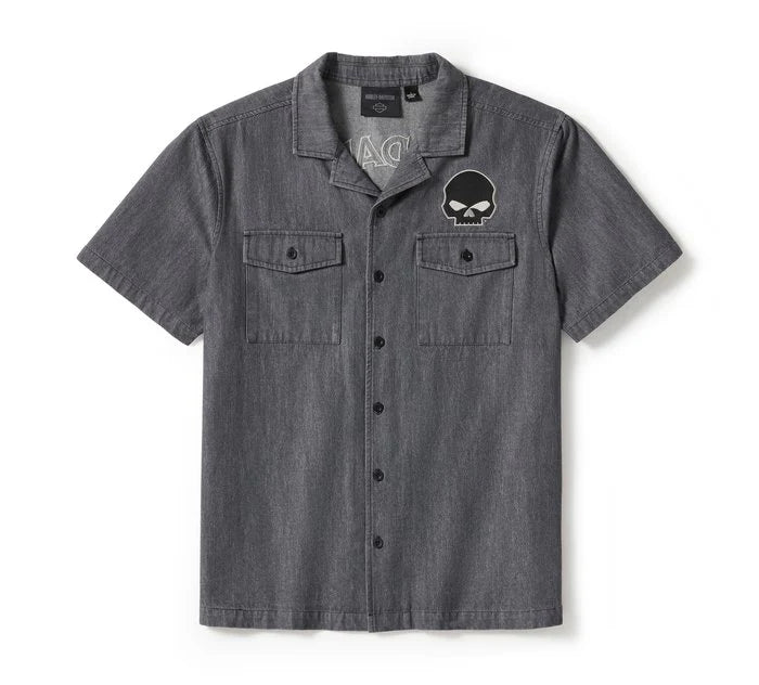 Harley-Davidson Men's Willie G Skull Denim Shirt