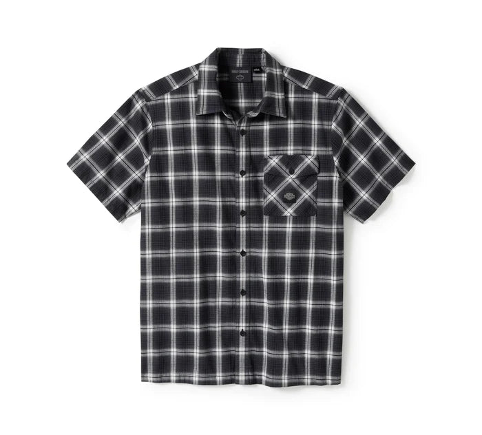 Men's Staple Short Sleeve Shirt - Plaid - Harley Black & Cloud Dancer