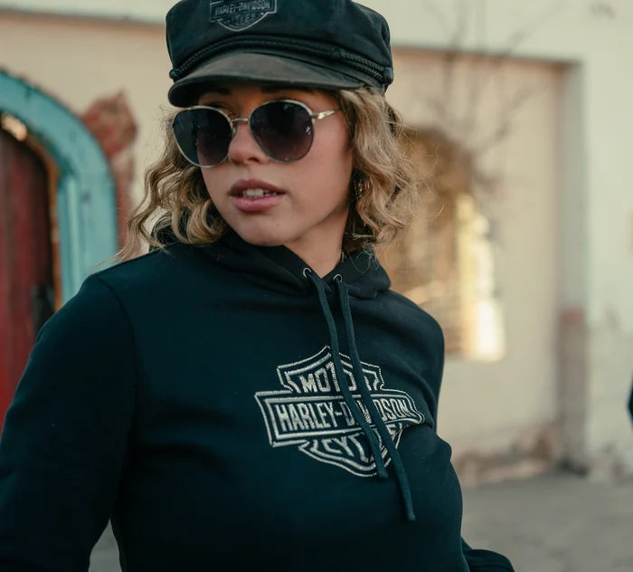 Women's Essential Bling Pullover Fleece Hoodie - Harley Black