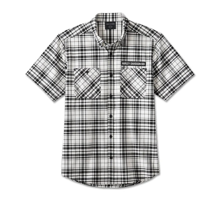 Men's Enduro Short Sleeve Performance Plaid Shirt - White Plaid