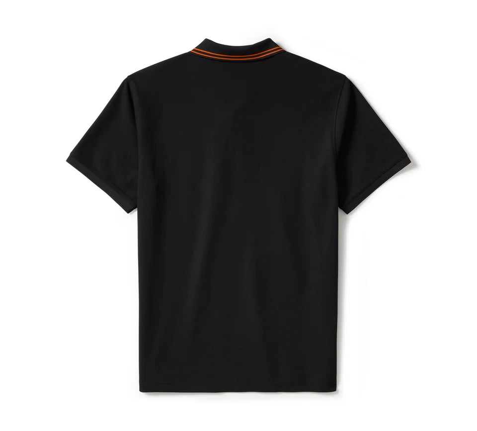 Men's Bar & Shield Solid Pique Polo - Harley Black