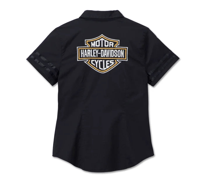 Women's Bar & Shield Zip Front Shirt - Harley Black