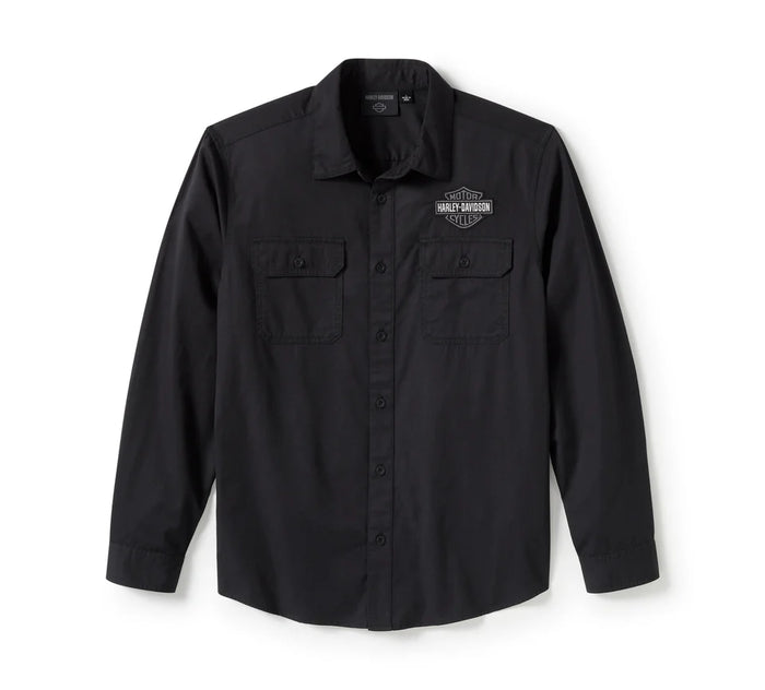Men's Bar & Shield Solid Long Sleeve Shirt - Harley Black