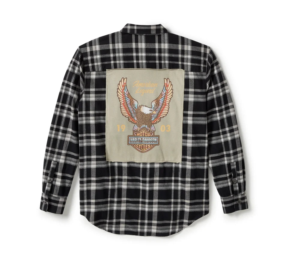 Women's Patch Woven Long Sleeve Shirt - Plaid - Harley Black & Ghost Gray