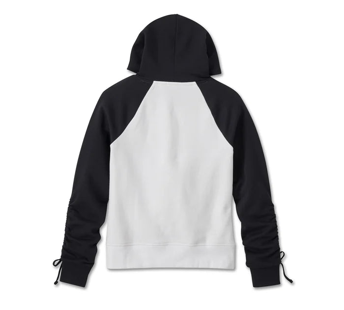 Women's Simmering Bar & Shield Hoodie - Colorblocked - Bright White