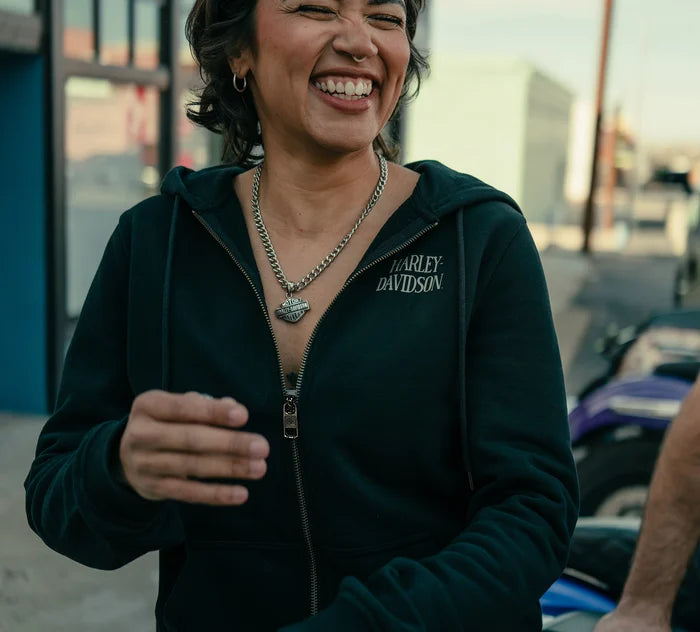 Women's Willie G Skull Full Zip Fleece Hoodie - Harley Black