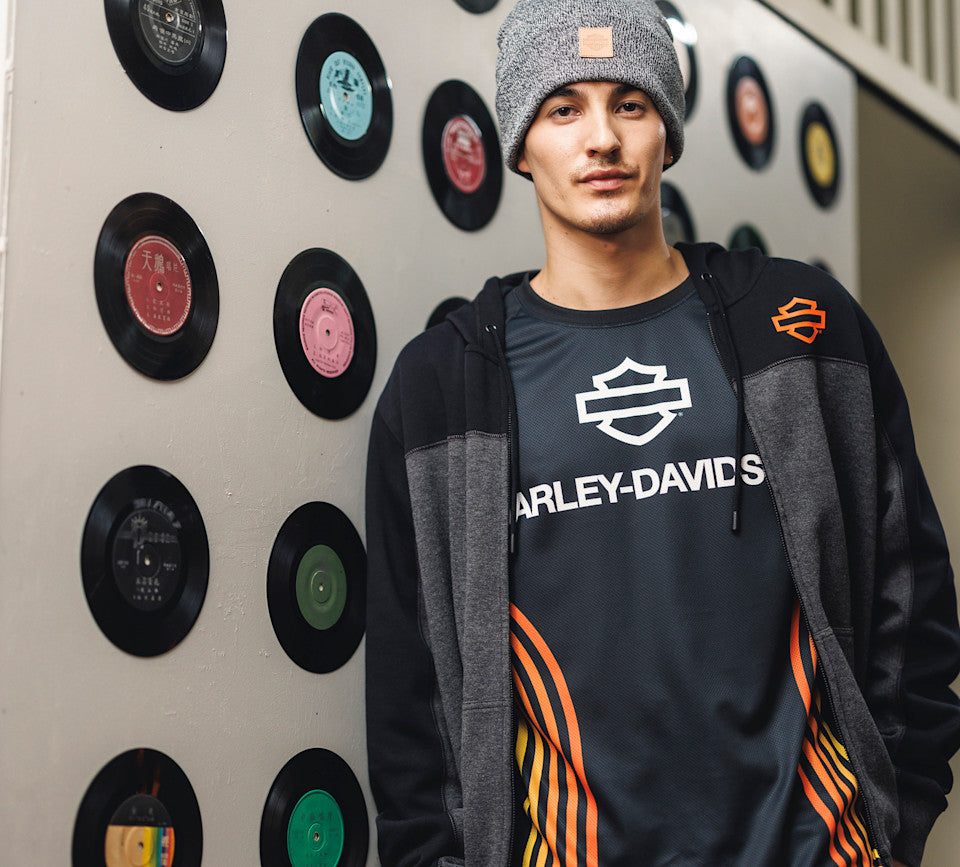 Men's H-D® TECH Gaiter Full Zip - Colorblock - Charcoal Grey Heather (B65) & Harley Black